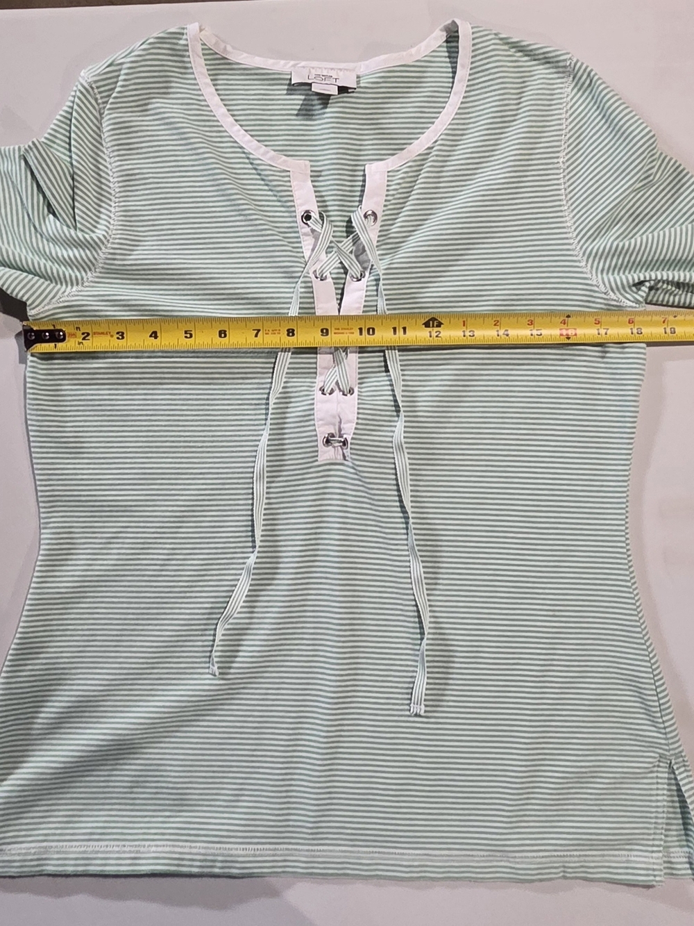 LOFT Mint & White Striped Lace-Up Tunic - Picture 8 of 11